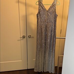 Alex Evenings Silver Sequin Dress beautiful roaring 20s dress new was 600